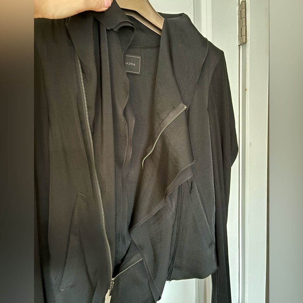 BCBGMAXAZRIA black zipper top, M, $275
